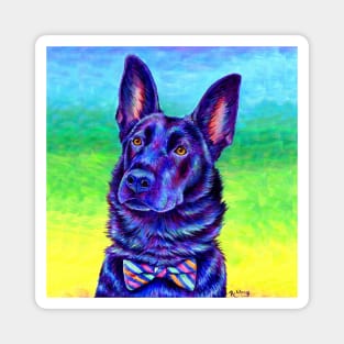 Vibrant Black German Shepherd Dog Magnet