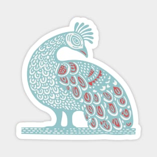 Elegant Peacock Folk Art for Whimsical Nursery Decor Magnet