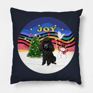 "Christmas Music Joy" with a Black Toy Poodle Pillow