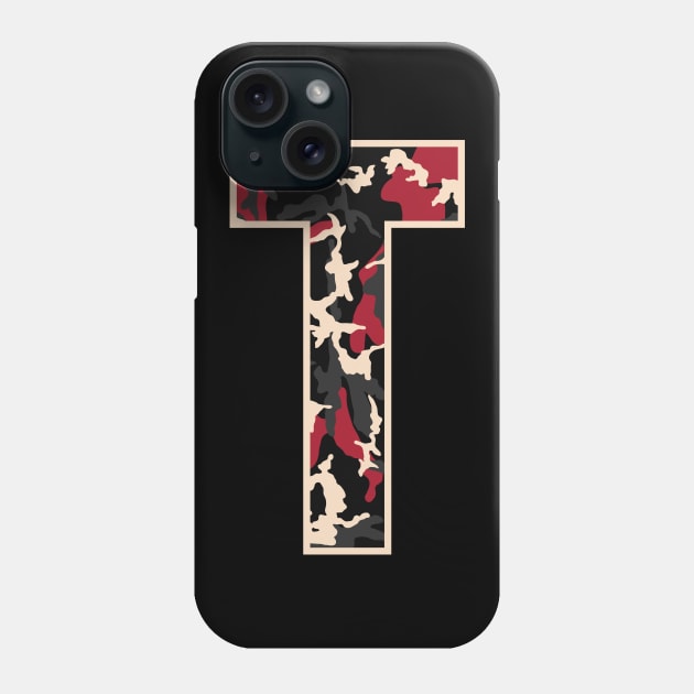 Initial Capital Letter T Camo Alphabet Gift Women Men Kids Phone Case by teeleoshirts