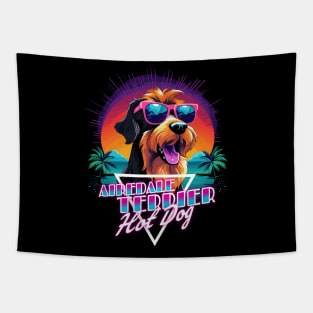 Retro Wave Airdale Terrier Hot Dog Shirt Tapestry