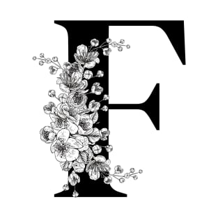 F alphabet Botanical cherry blossom sakura flowers T-Shirt