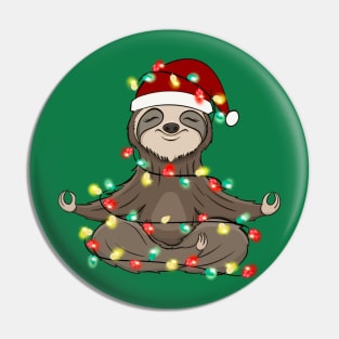 Lazy Sloth Santa Meditation Christmas Lights Pin