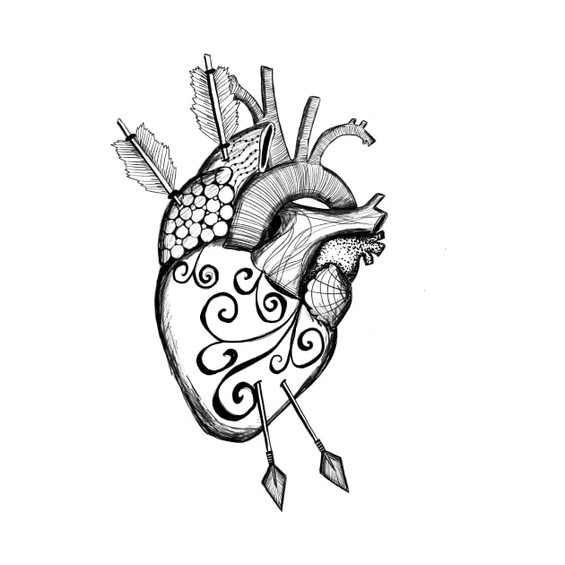 You Got Me / Anatomical Heart / Cupid’s Arrows / Valentine’s Day / Heart Drawing / Heart  Doodle by LauraKatMax