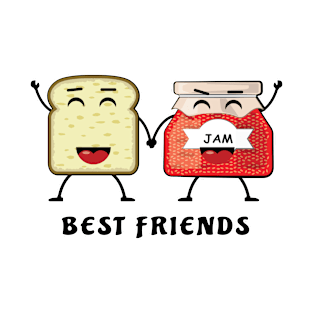 Best Friends - Jam And Bread - Funny Illustration T-Shirt