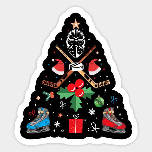 Christmas Hockey Tree Holiday Gift Sport Lover - Christmas - Sticker