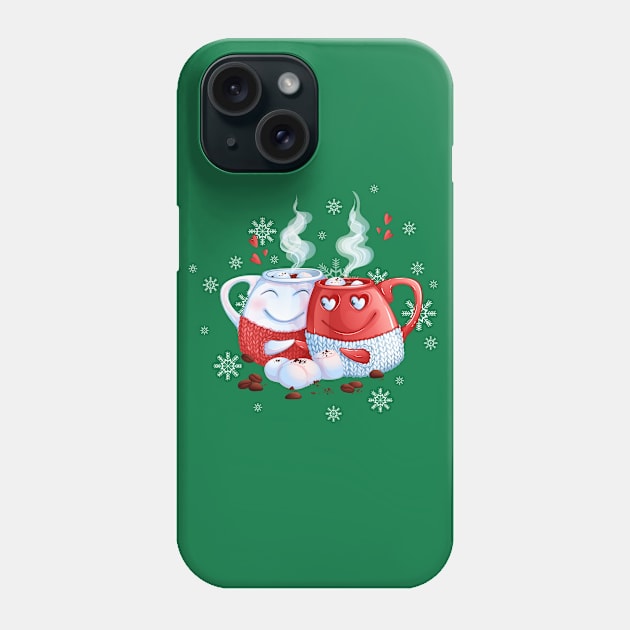 Two Cups Hot Chocolate Lover Phone Case by Mako Design 