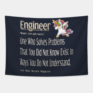 Funny Engineer Definition Awesome Engineering Gift For Unicorn Lovers Tapestry