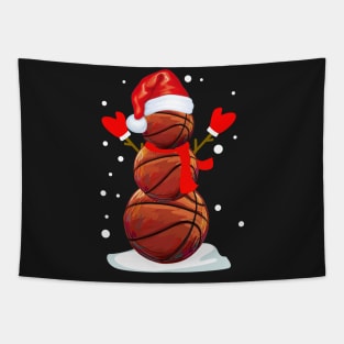 Basketball Snow Man Christmas Tapestry