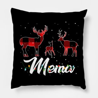 Mema Reindeer Plaid Pajama Shirt Family Christmas Pillow