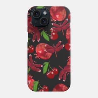 Red fruits and dragonflies Phone Case