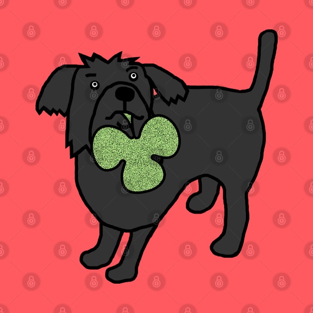 Cute Dog Holding Green Club by ellenhenryart