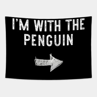 I'm With He Penguin Costume Halloween Matching Couple Tapestry