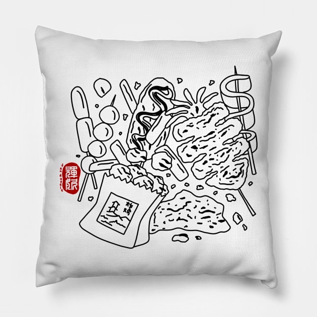 fried street food Pillow by Fan Doodle