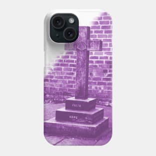 Graveyard church cross, purple monochrome photography Phone Case