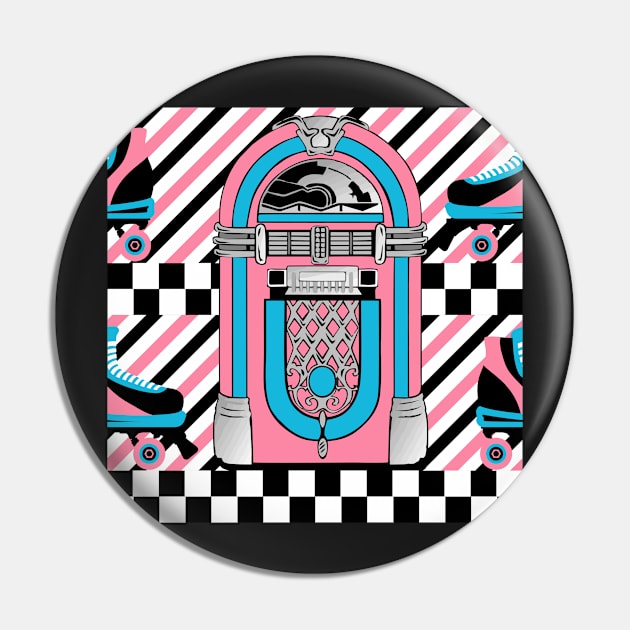 Rock-a-Billy Roller Rink, Striped Pin by implexity