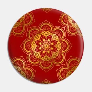 Gold Mandala Resting On A Red Background Pin