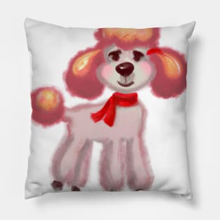 Cute Poodle Drawing Pillow