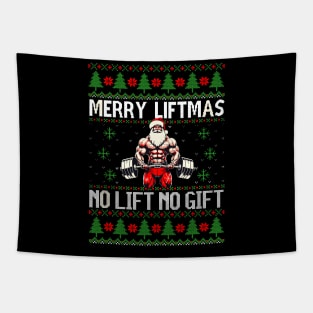 Merry Liftmas From North Swole Muscle Santa Weightlifting Tapestry