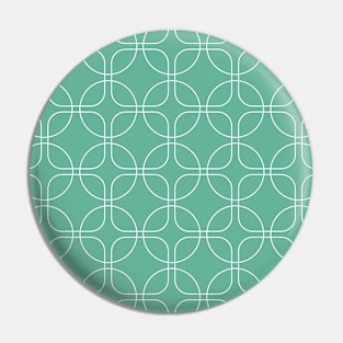 Retro White Circles and Squares on Turquoise Pin