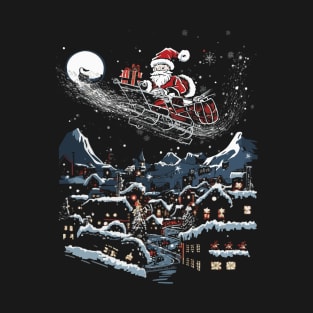 Santa's Sleigh in Art: Christmas Fashion Statement T-Shirt