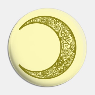 Green Henna Crescent Moon Pin