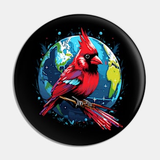 Cardinal Bird Earth Day Pin