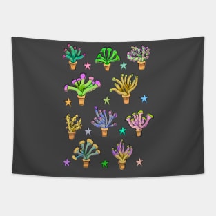 Cute Pastel Euphyllia Coral Pattern Tapestry