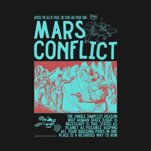 Mars Conflict / Vintage Comic Style Teal T-Shirt