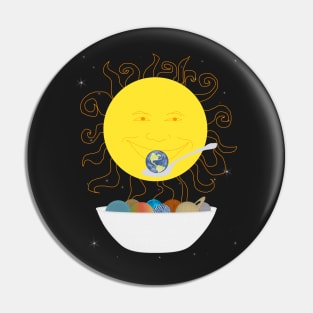 Sun Eating Planets for Breakfast Pin