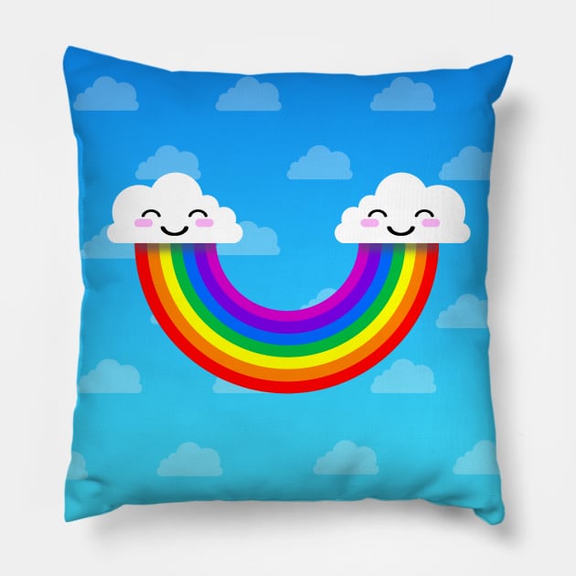 Cute Rainbow Smile Pillow by robotface