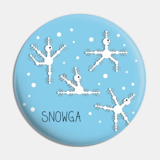 Yoga comic draw with snowflakes doing asanas Pin