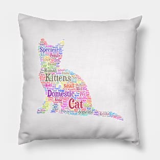 Cat Kitten Silhouette Shape Text Word Cloud Pillow