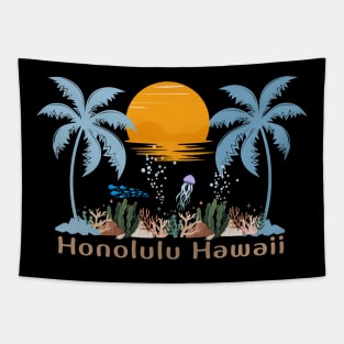 Hawaii Honolulu Paradise Island Sunset Tapestry