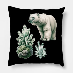 Arctic Elegance: Moss, Crystal, and Bear Pillow