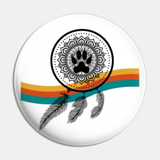 Dream Catcher Wolf Paw Rainbow Pin