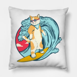 Cool Surfing Cat Pillow