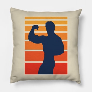 Vintage Body Builder Silhouette Pillow