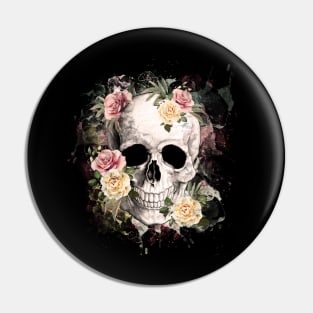 Sage Tribe Skull With roses Pin