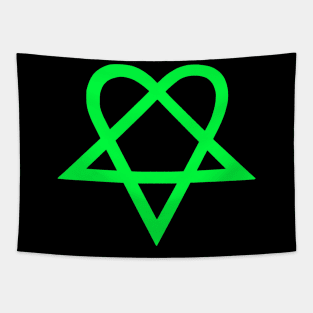 Bam Margera Heartagram HIM Lime Green Tapestry