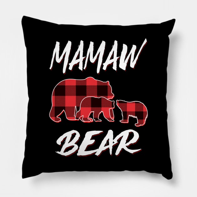 Mamaw Bear Red Plaid Christmas Pajama Matching Family Gift Pillow by intelus