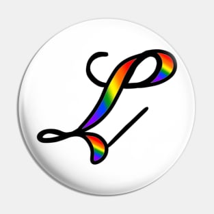 Rainbow Cursive Letter L Pin