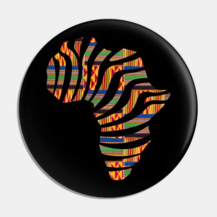 Kente, Africa Map with Stripes, Ghana Pattern Pin