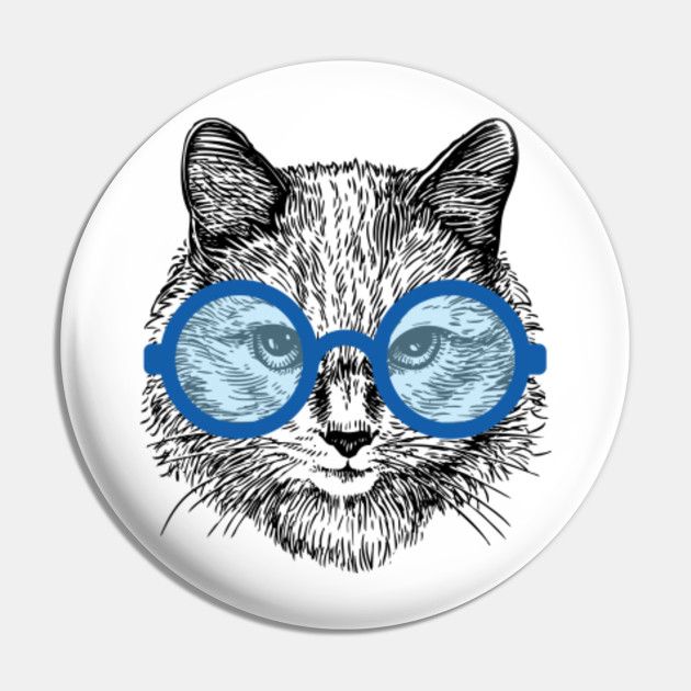 Cute White Cat With Glasses And Baby Blue Eyes Tshirt Tee Cat
