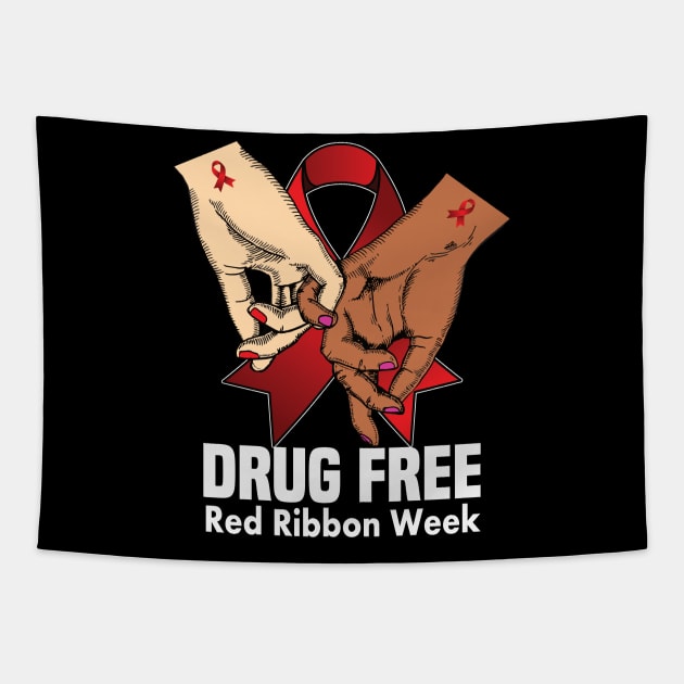 Drug free red ribbon week.. red ribbon gift Tapestry by DODG99