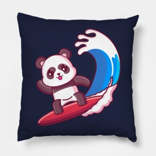 Cute panda surfing summer vacation Pillow