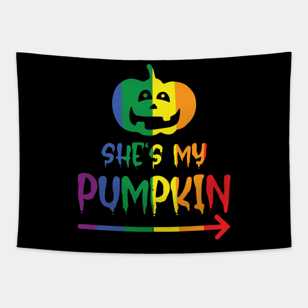 Halloween Partnershirt She`s my Pumpkin Tapestry by Lin-Eve