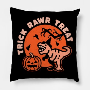 Trick Rawr Treat Witch Halloween Dinosaur T-Rex Funny Kids Pillow