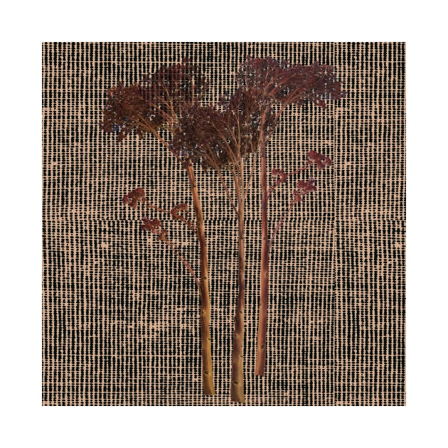 Rustic Dry Sedum Plant Canvas Jute Look by technotext