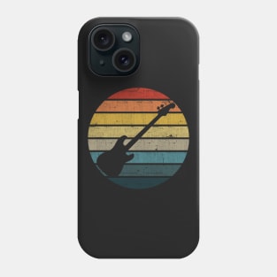 Bass guitar Silhouette On A Distressed Retro Sunset print Phone Case